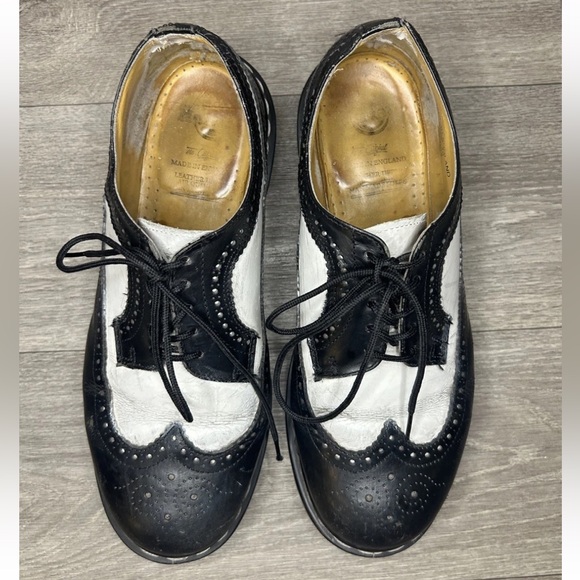 VTG Dr. Martens 3989 Black White Wingtip Brogue Shoes England Men 10, W 11.5